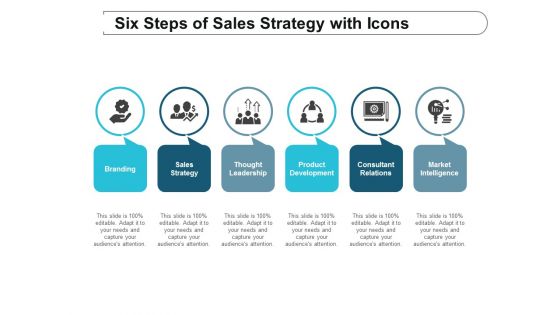 Six Steps Of Sales Strategy With Icons Ppt Powerpoint Presentation Outline Grid