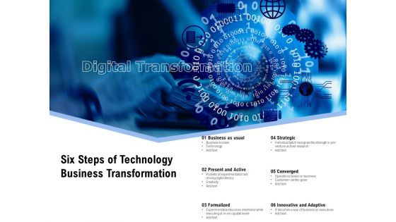 Six Steps Of Technology Business Transformation Ppt PowerPoint Presentation Gallery Guidelines PDF