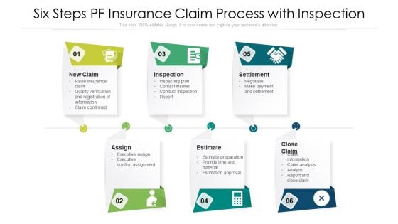 Six Steps PF Insurance Claim Process With Inspection Ppt Model Introduction PDF