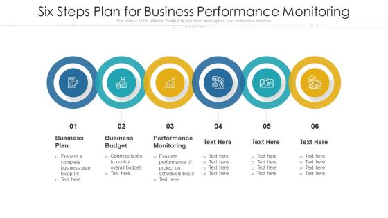 Six Steps Plan For Business Performance Monitoring Ppt PowerPoint Presentation Gallery Structure PDF