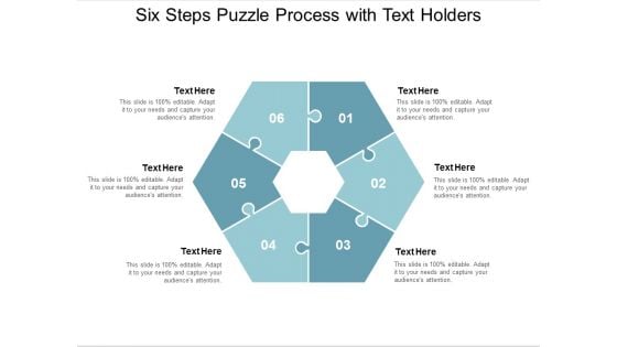 six steps puzzle process with text holders ppt powerpoint presentation gallery picture