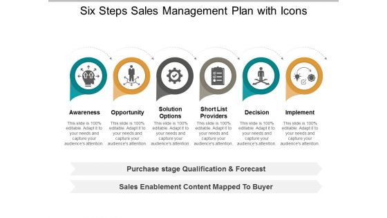 Six Steps Sales Management Plan With Icons Ppt Powerpoint Presentation Styles Format