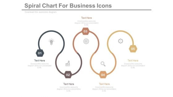 Six Steps Spiral Chart With Business Icons Powerpoint Template