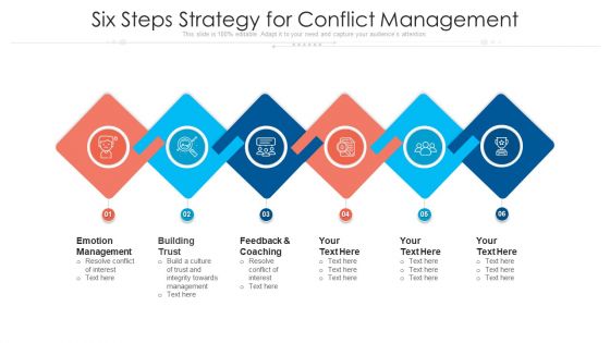 Six Steps Strategy For Conflict Management Ppt PowerPoint Presentation Gallery Microsoft PDF