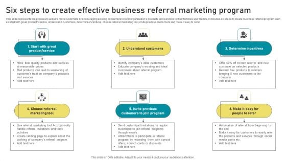 Six Steps To Create Effective Business Referral Marketing Program Mockup PDF Six Steps To Create Effective Business Referral Marketing Program Mockup PDF