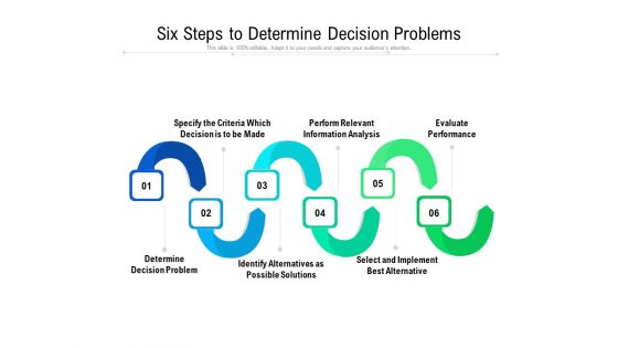 Six Steps To Determine Decision Problems Ppt PowerPoint Presentation Gallery Vector PDF