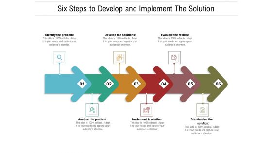 Six Steps To Develop And Implement The Solution Ppt PowerPoint Presentation Infographic Template Example 2015 PDF