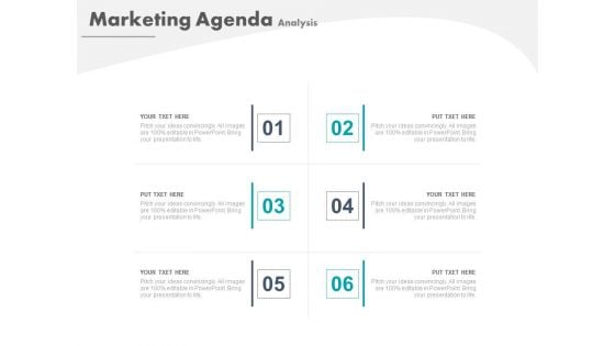 Six Steps To Focus On Agenda Powerpoint Slides