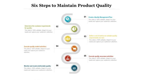 Six Steps To Maintain Product Quality Ppt PowerPoint Presentation Professional Good PDF