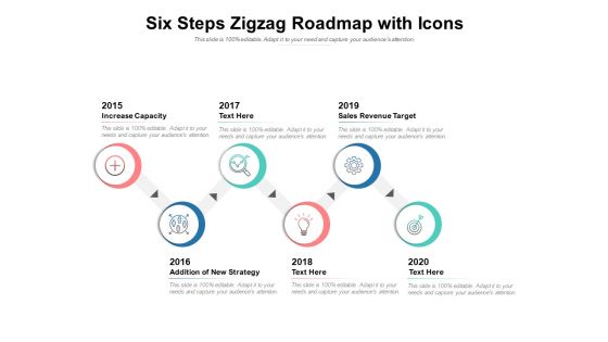Six Steps Zigzag Roadmap With Icons Ppt PowerPoint Presentation Infographics Shapes