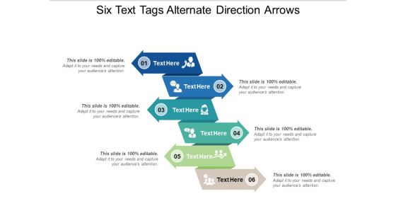 Six Text Tags Alternate Direction Arrows Ppt PowerPoint Presentation Gallery Background Image PDF