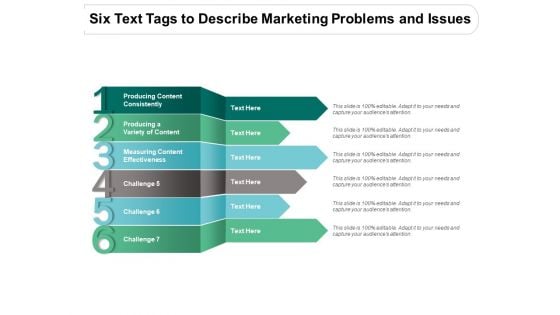 Six Text Tags To Describe Marketing Problems And Issues Ppt PowerPoint Presentation Ideas Objects