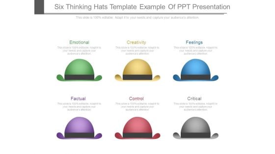 Six Thinking Hats Template Example Of Ppt Presentation