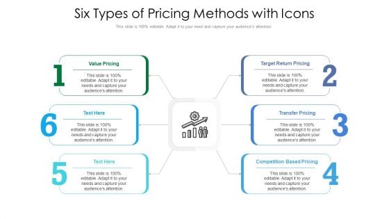 Six Types Of Pricing Methods With Icons Ppt PowerPoint Presentation File Clipart Images PDF