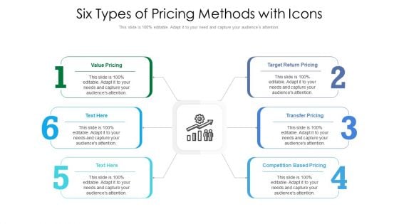 Six Types Of Pricing Methods With Icons Ppt PowerPoint Presentation File Clipart Images PDF