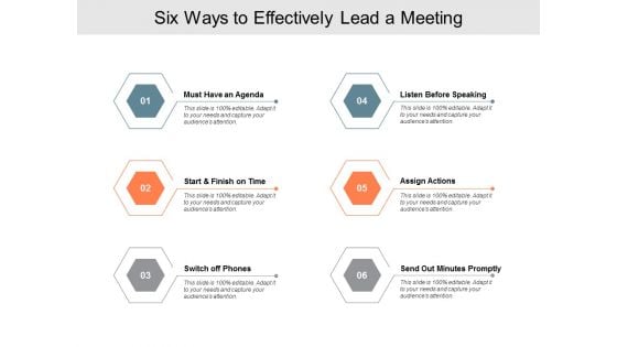 Six Ways To Effectively Lead A Meeting Ppt PowerPoint Presentation Pictures Objects