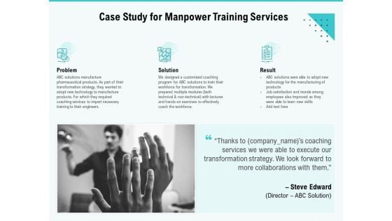 Skill Development Employee Training Case Study For Manpower Training Services Pictures PDF