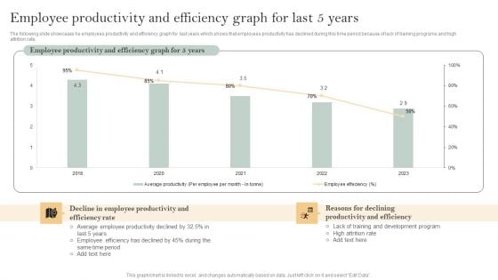Skill Enhancement Plan Employee Productivity And Efficiency Graph For Last 5 Years Microsoft PDF