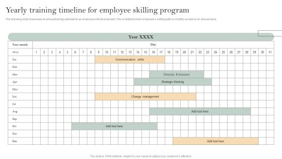 Skill Enhancement Plan Yearly Training Timeline For Employee Skilling Program Professional PDF