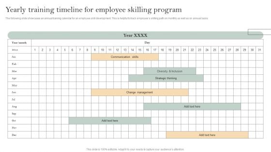 Skill Enhancement Plan Yearly Training Timeline For Employee Skilling Program Professional PDF Skill Enhancement Plan Yearly Training Timeline For Employee Skilling Program Professional PDF