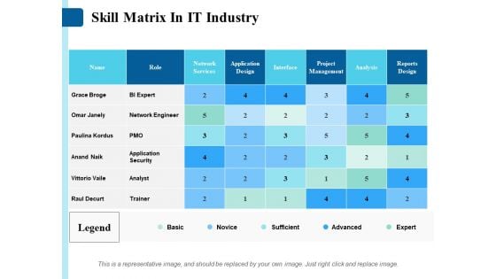 Skill Matrix In It Industry Ppt PowerPoint Presentation Icon Graphics