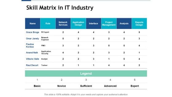 Skill Matrix In It Industry Ppt PowerPoint Presentation Ideas Inspiration