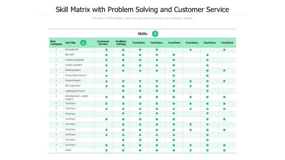 Skill Matrix With Problem Solving And Customer Service Ppt PowerPoint Presentation Professional Display PDF