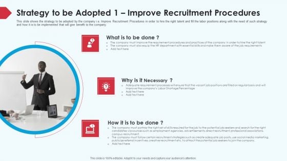 Skill Shortage In A Production Firm Case Study Solution Strategy To Be Adopted 1 Improve Recruitment Procedures Icons PDF