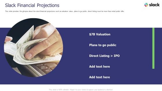 Slack Investor Pitch Deck Slack Financial Projections Ppt Show PDF