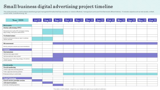 Small Business Digital Advertising Project Timeline Infographics PDF