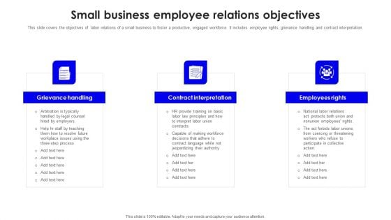 Small Business Employee Relations Objectives Inspiration PDF