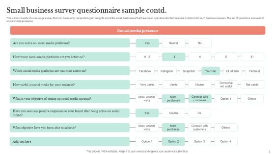 Small Business Survey Sample Ppt PowerPoint Presentation Complete Deck With Slides Survey Slide03