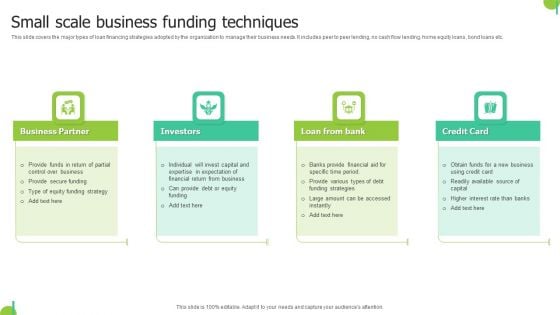 Small Scale Business Funding Techniques Pictures PDF
