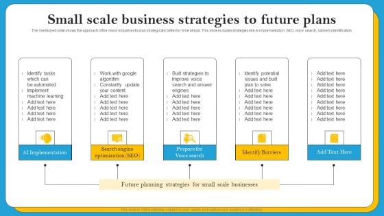 Small Scale Business Strategies To Future Plans Background PDF