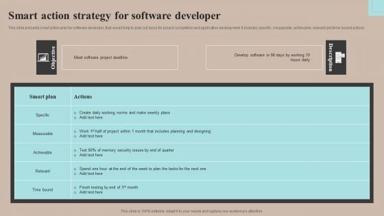 Smart Action Strategy For Software Developer Slides PDF