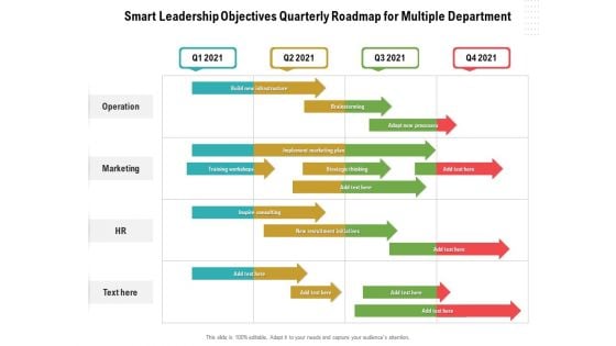 Smart Leadership Objectives Quarterly Roadmap For Multiple Department Structure