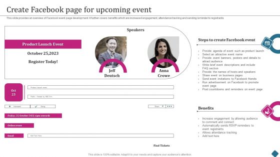 Smart Phone Launch Event Management Tasks Create Facebook Page For Upcoming Event Professional PDF