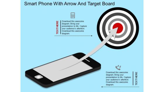 Smart Phone With Arrow And Target Board PowerPoint Template