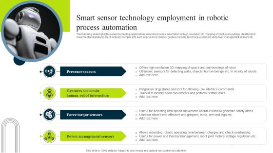 Smart Sensor Technology Employment In Robotic Process Automation Brochure PDF