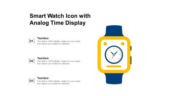 Smart Watch Icon With Analog Time Display Ppt PowerPoint Presentation Infographics Influencers PDF