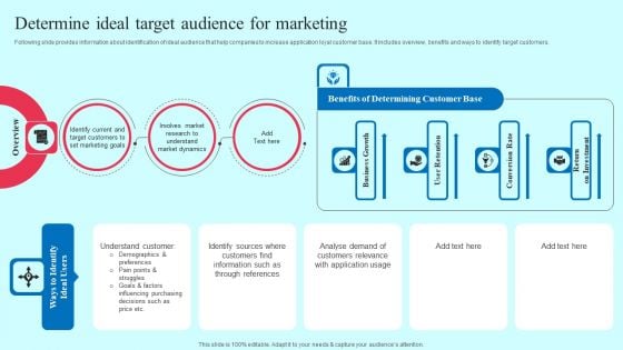 Smartphone Application User Acquisition Techniques Determine Ideal Target Audience For Marketing Background PDF