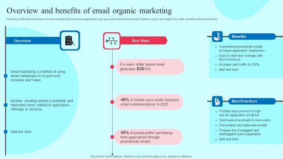 Smartphone Application User Acquisition Techniques Overview And Benefits Of Email Organic Marketing Sample PDF