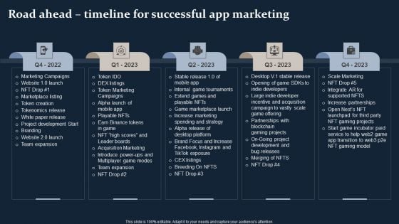 Smartphone Game Development And Advertising Technique Road Ahead Timeline For Successful App Marketing Portrait PDF