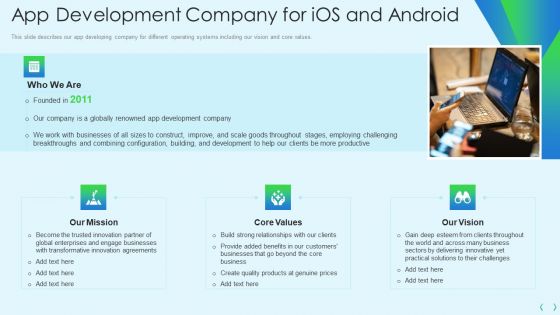 Smartphone Operating System Development IT App Development Company For Ios And Android Introduction PDF