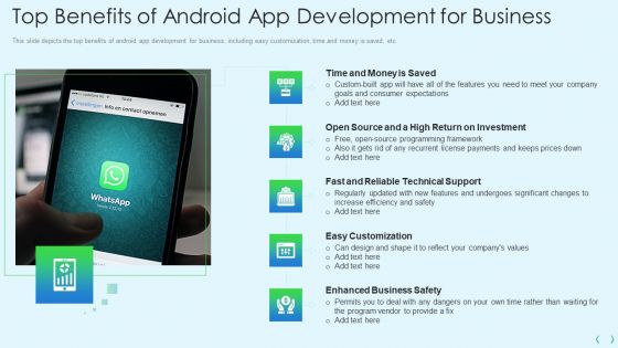 Smartphone Operating System Development IT Top Benefits Of Android App Development For Business Diagrams PDF