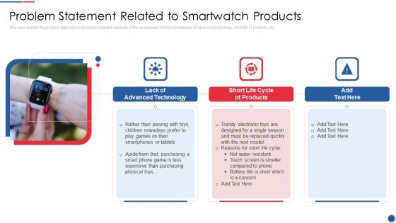 Smartwatch Firm Investment Pitch Deck Problem Statement Related To Smartwatch Products Slides PDF