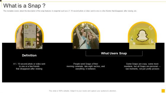 Snapchat Capital Investment Elevator Pitch Deck What Is A Snap Diagrams PDF