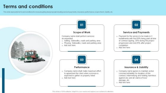 Snow Ploughing Deal Proposal Terms And Conditions Ppt Infographic Template Slides PDF