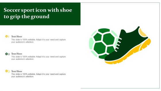 Soccer Sport Icon With Shoe To Grip The Ground Ppt Layouts Professional PDF