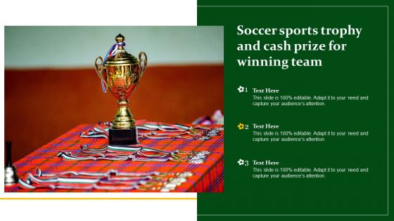 Soccer Sports Trophy And Cash Prize For Winning Team Ppt Layouts Icons PDF